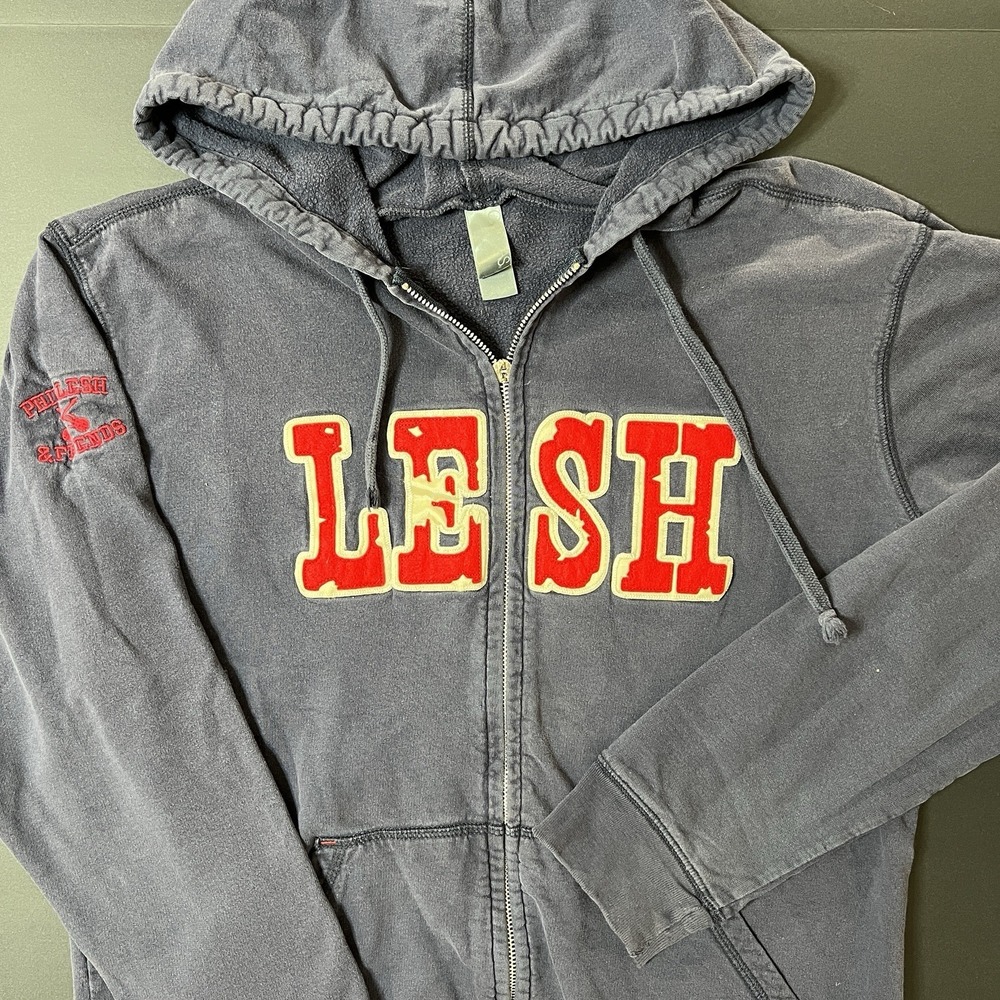 Phil Lesh And Friends Zip Up Distressed Blue Hoodie Drawstring Grateful Dead‎